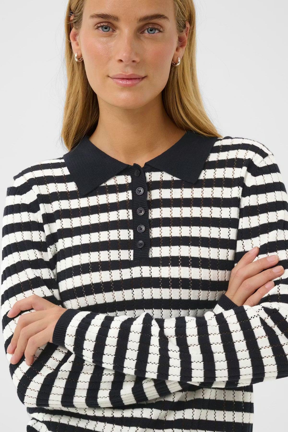 Part Two Zaria Knit Jumper In Dark Navy Stripe