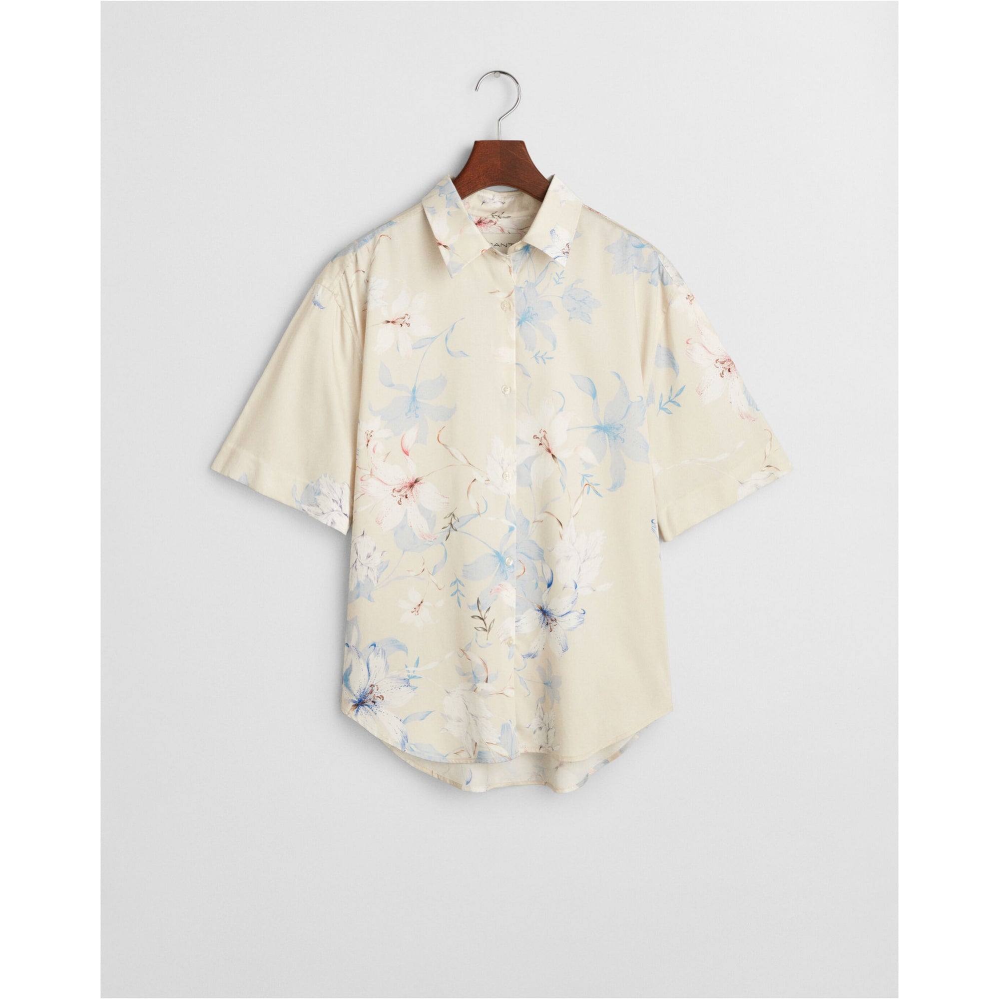 GANT Regular Fit Floral Short Sleeve Shirt in Putty 4300473