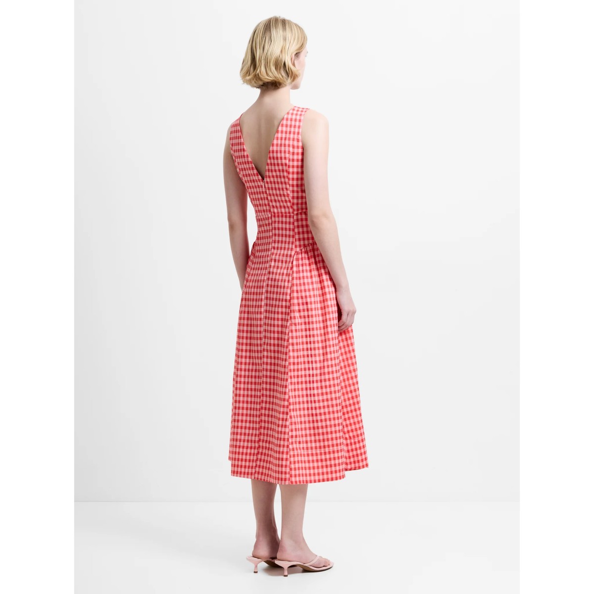 French Connection Sheila Voluminous Midi Dress In Watermelon Red