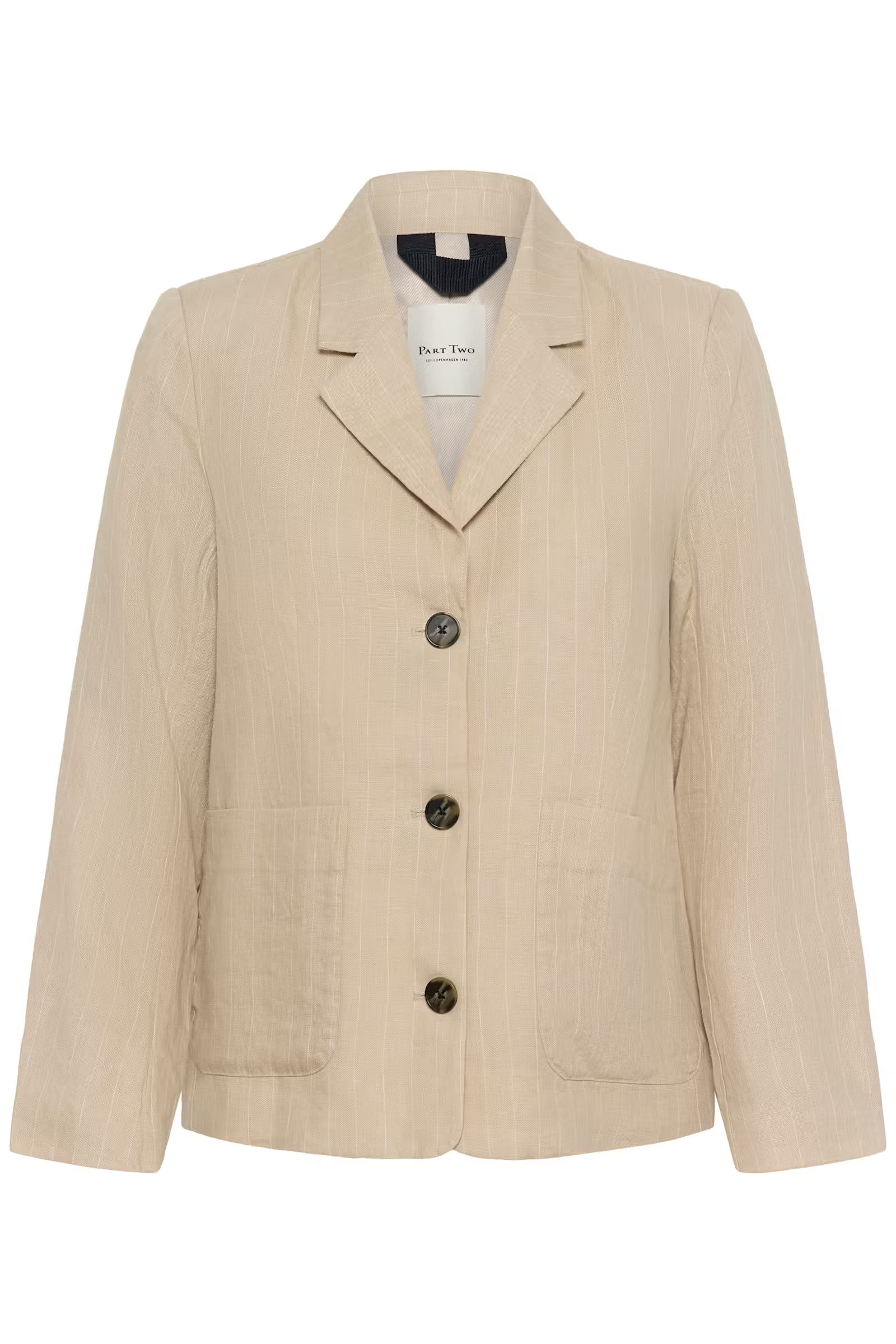 Part Two Alita Linen Blazer In Neutral Pinstripe