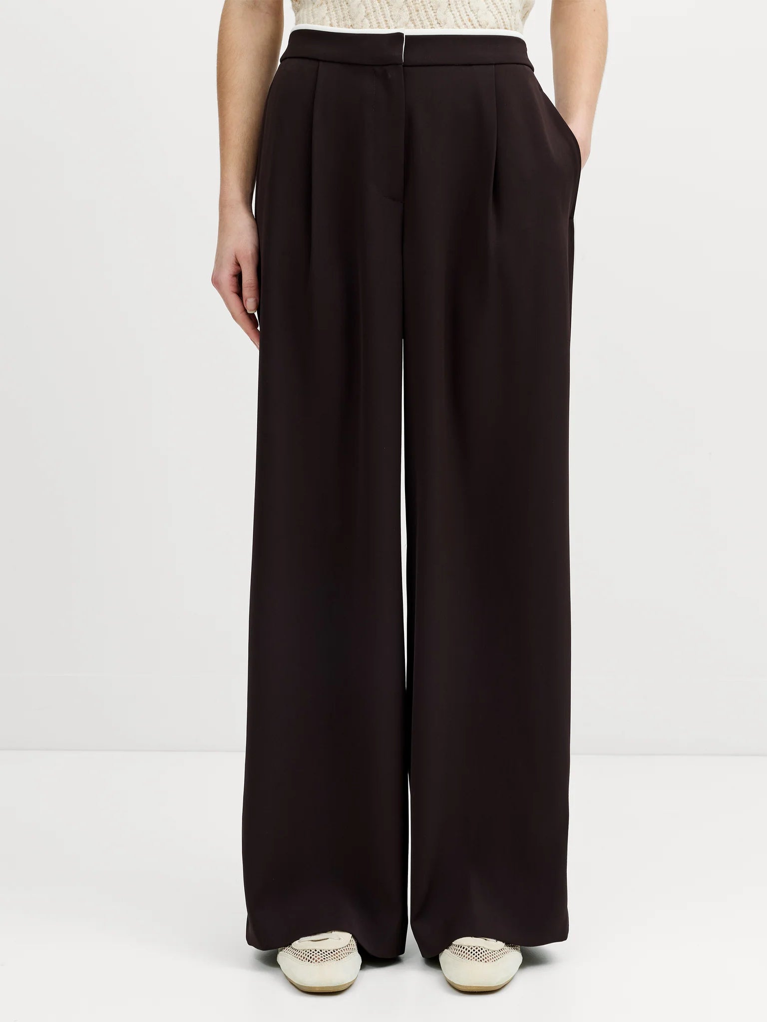 French Connection Vinnie Suit in Mocha Brown/Porcelain Cream