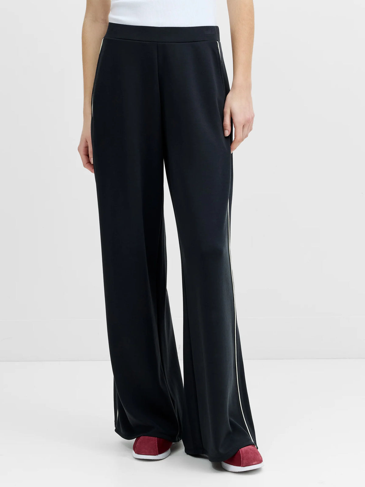 French Connection Wren Side Stripe Graphite Grey Wide Leg Joggers