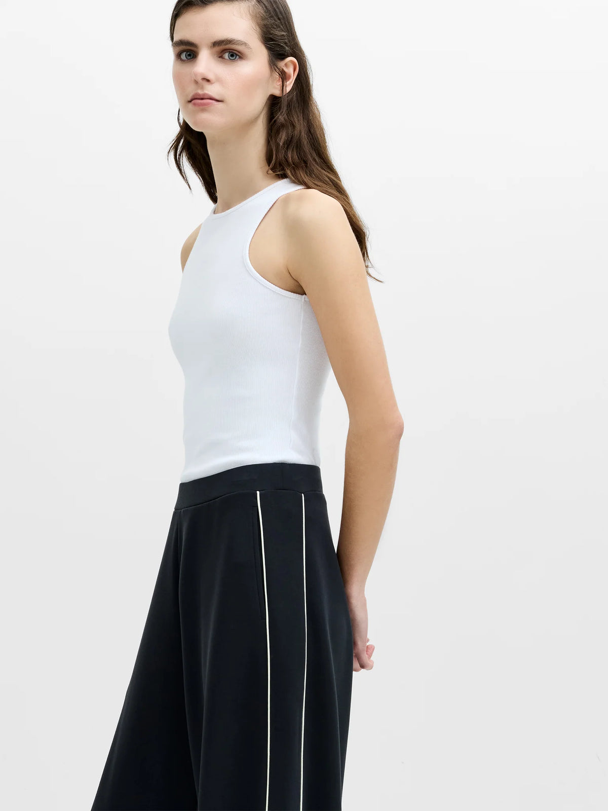 French Connection Wren Side Stripe Graphite Grey Wide Leg Joggers