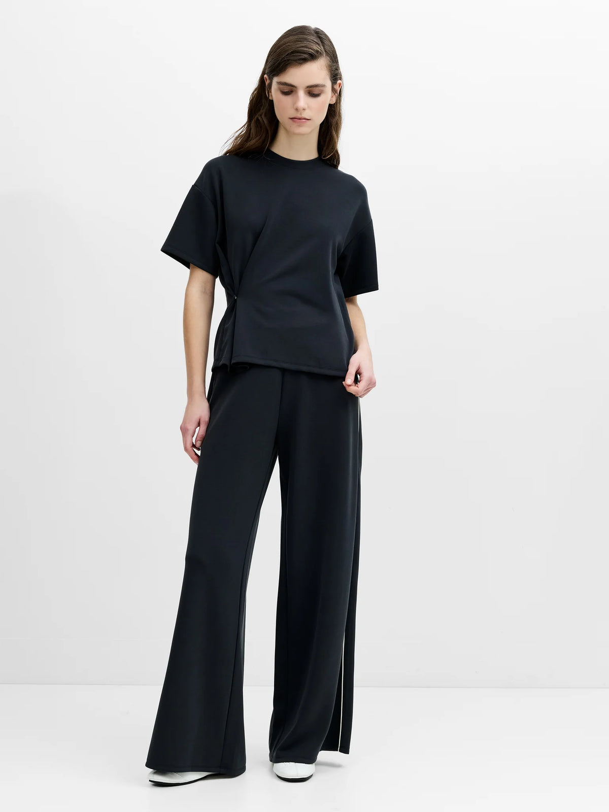 French Connection Wren Graphite Grey Cinched Waist T-Shirt