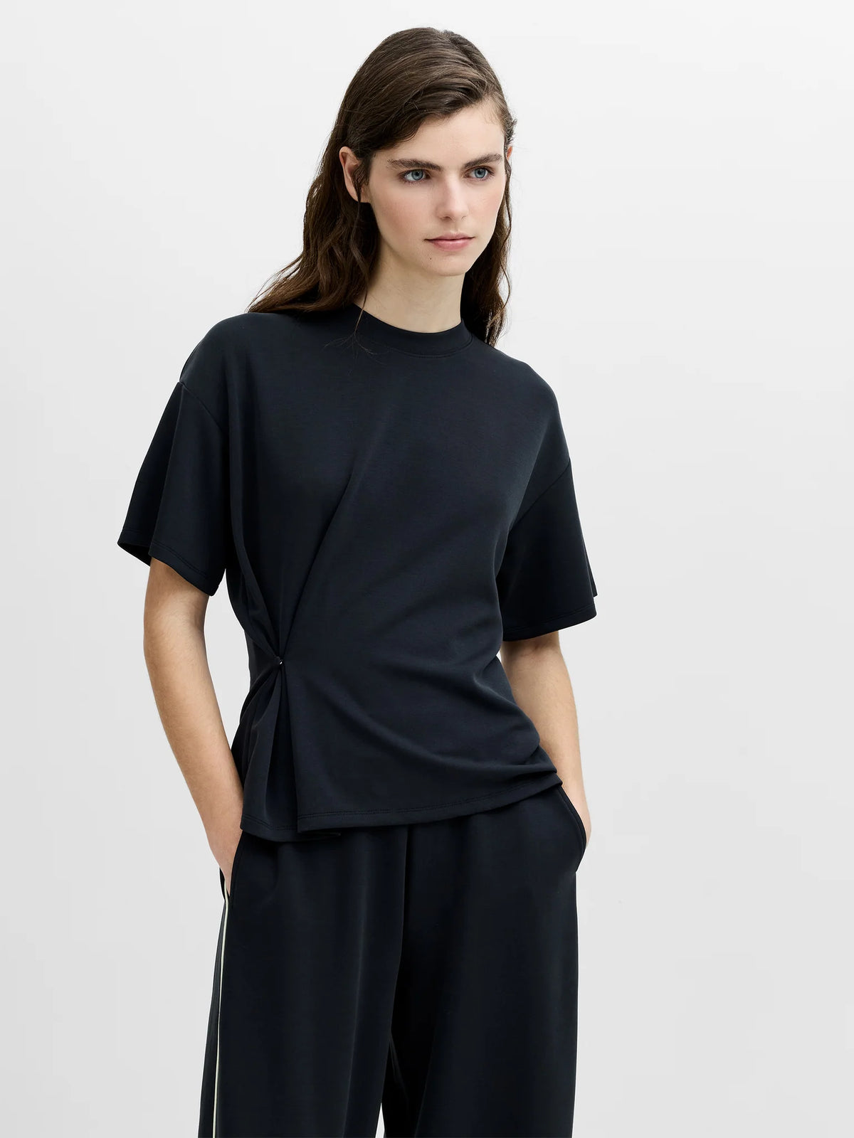 French Connection Wren Graphite Grey Cinched Waist T-Shirt