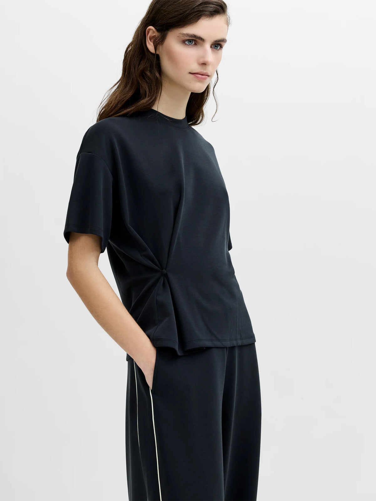 French Connection Wren Graphite Grey Cinched Waist T-Shirt