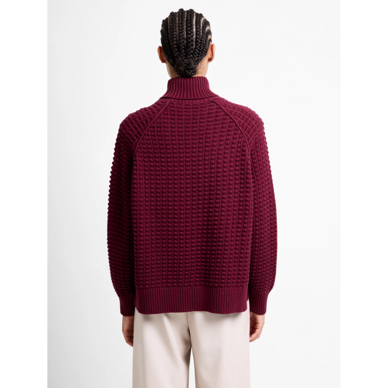 French Connection Keya Popcorn Rollneck Jumper – Bordeaux Red