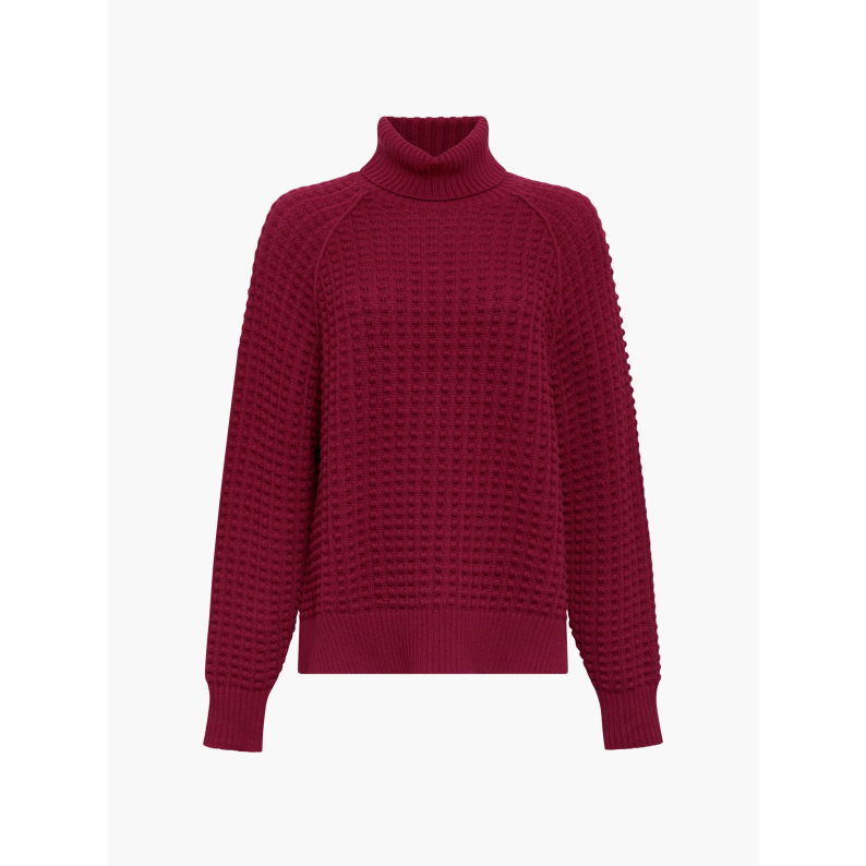 French Connection Keya Popcorn Rollneck Jumper – Bordeaux Red