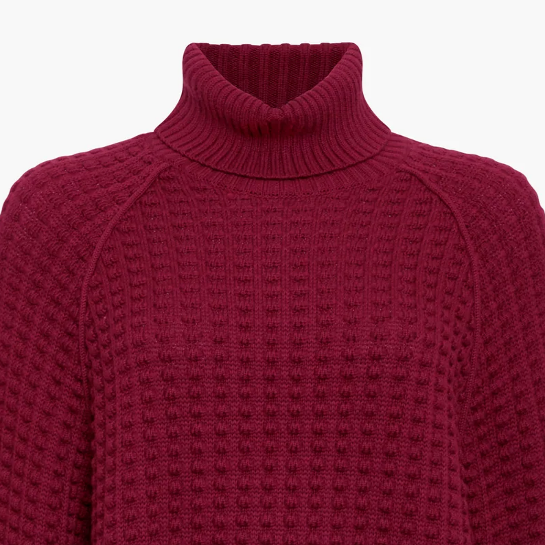 French Connection Keya Popcorn Rollneck Jumper – Bordeaux Red