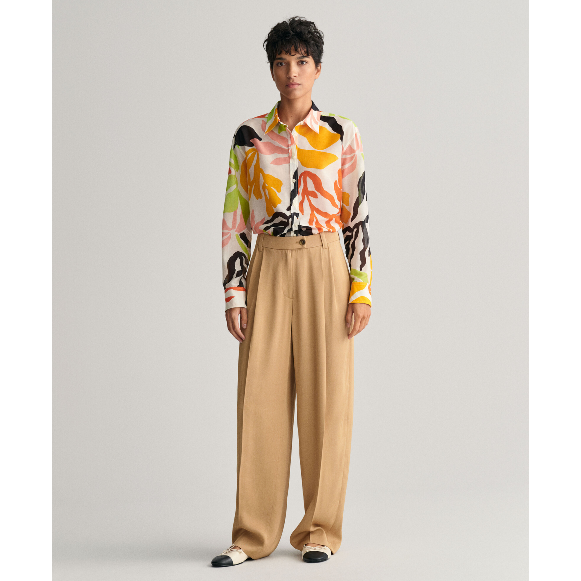 GANT Relaxed Palm Print Cotton Silk Shirt Medal Yellow 4300332