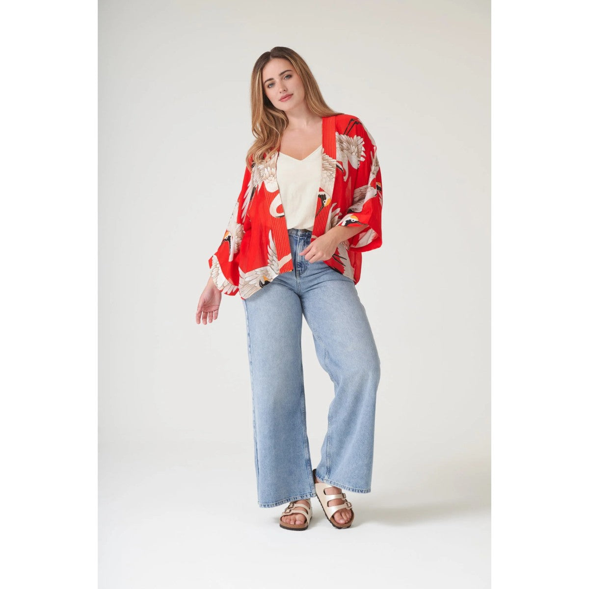 One Hundred Stars Stork Scarlet Kimono