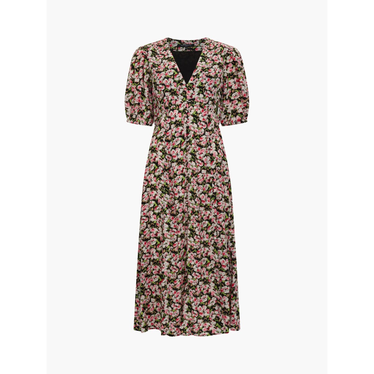 French Connection Molly Lizzie Puff SLeeve Tea Dress In Floral Multi