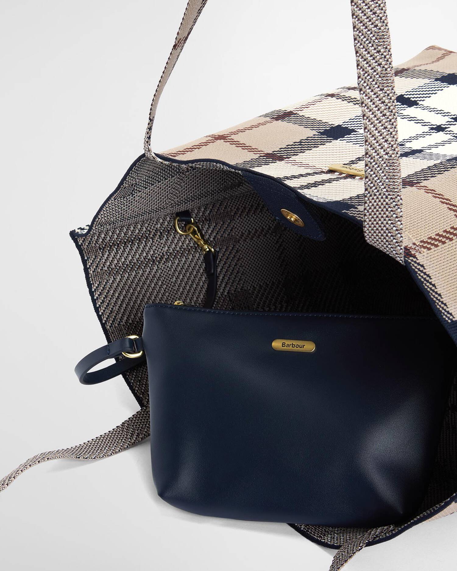 Barbour Layla Large Tote Bag In Rosewood Tartan