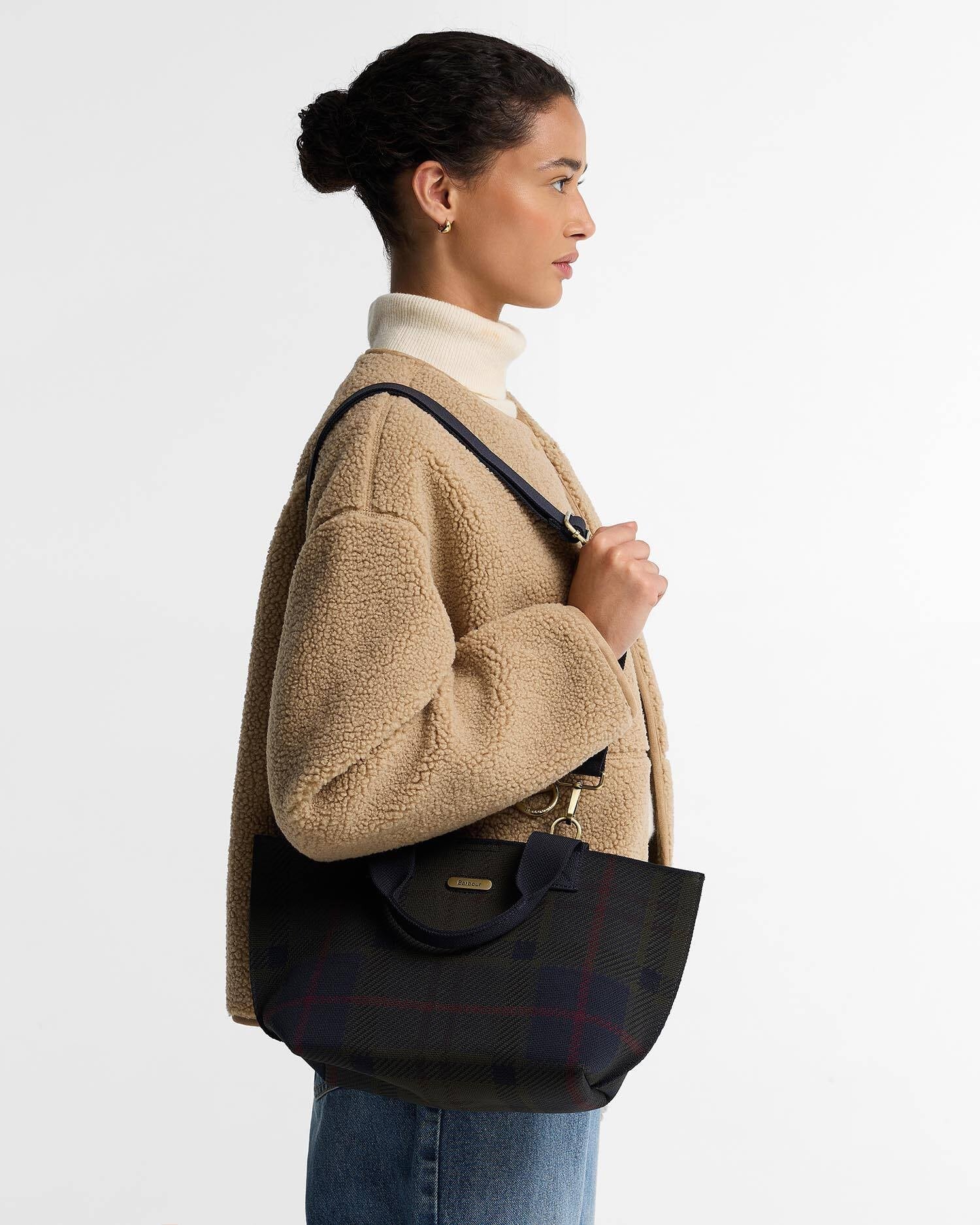 Barbour Layla Mini Tartan Tote Bag In Shadow Classic Tartan LBA0518TN431