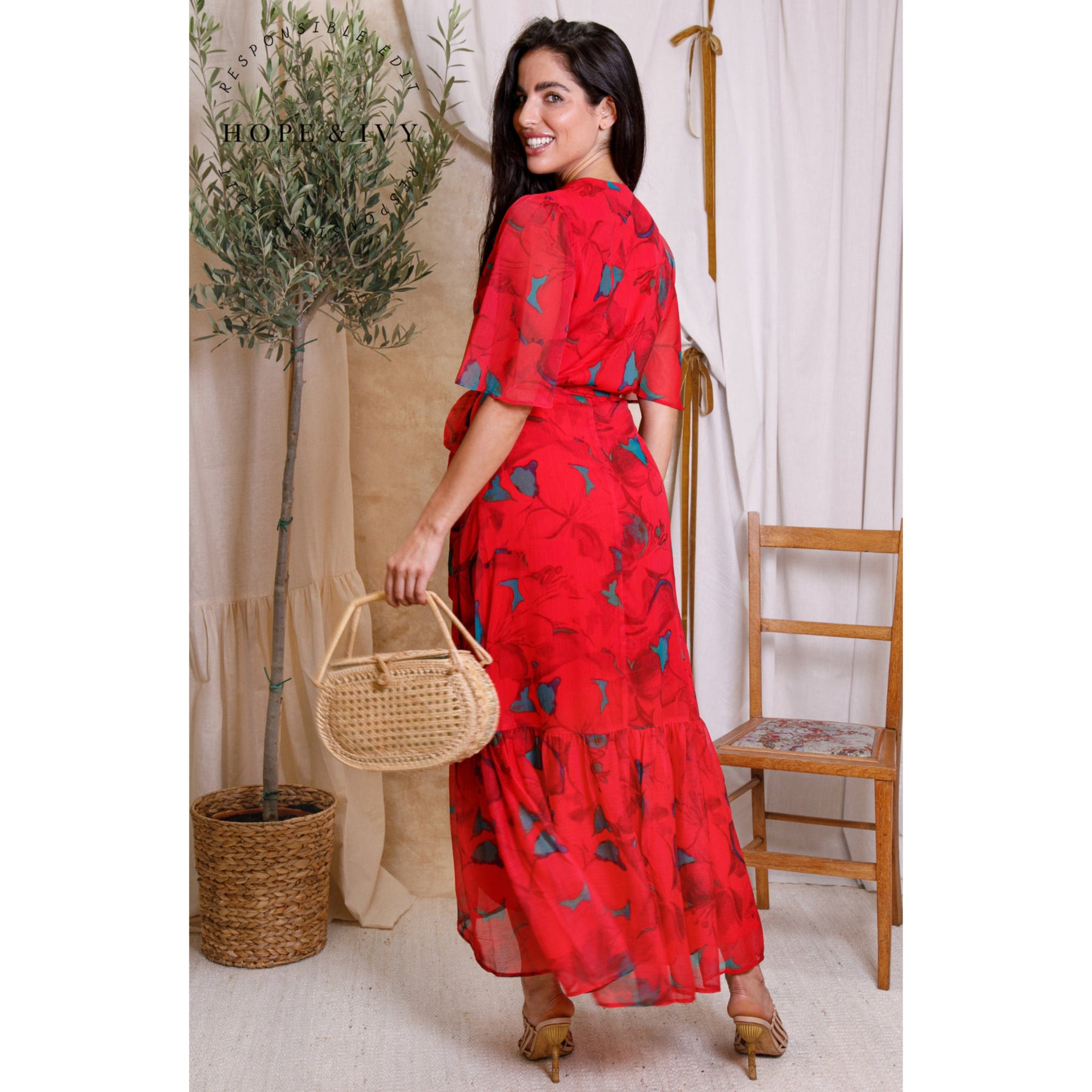 Hope &amp; Ivy The Delia Flutter Sleeve Wrap Dress 6550D