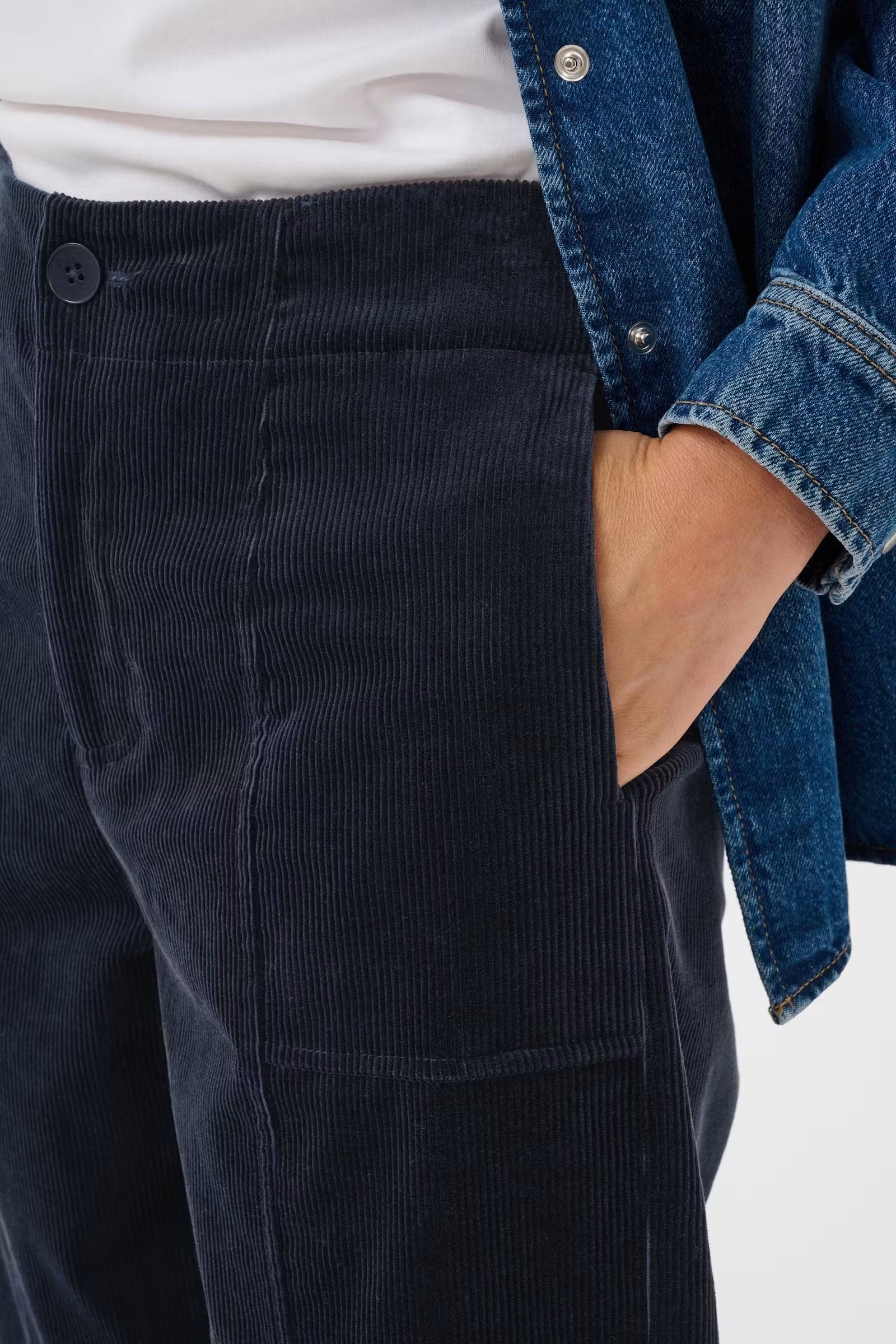 Part Two Netta Corduroy Trousers In Dark Navy 30310895