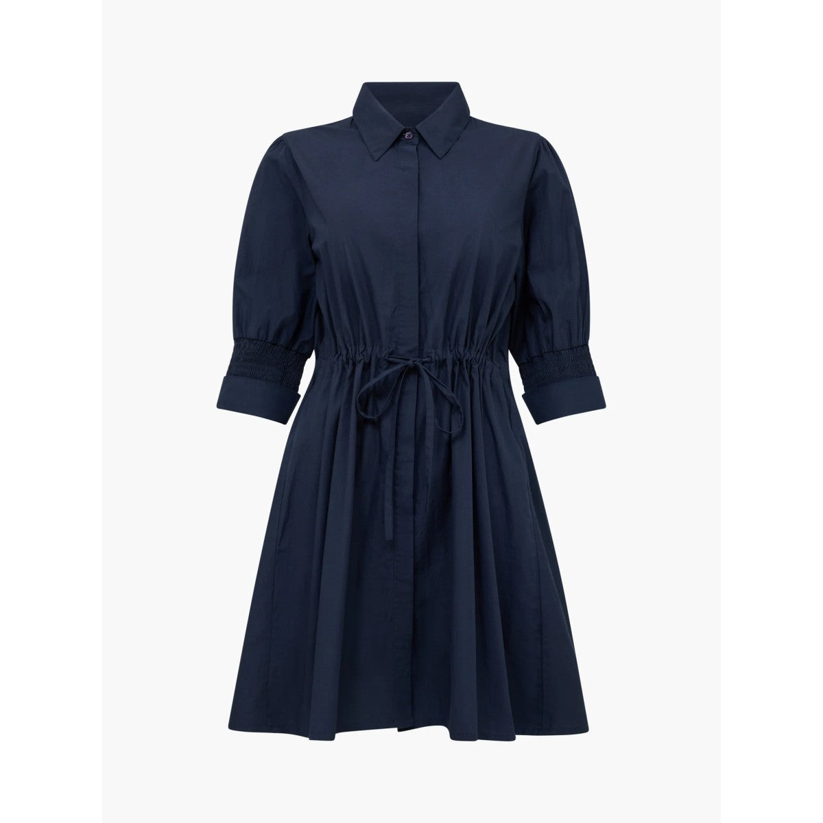 French Connection Cambria Cotton Cinched Waist Shirt Dress In Navy