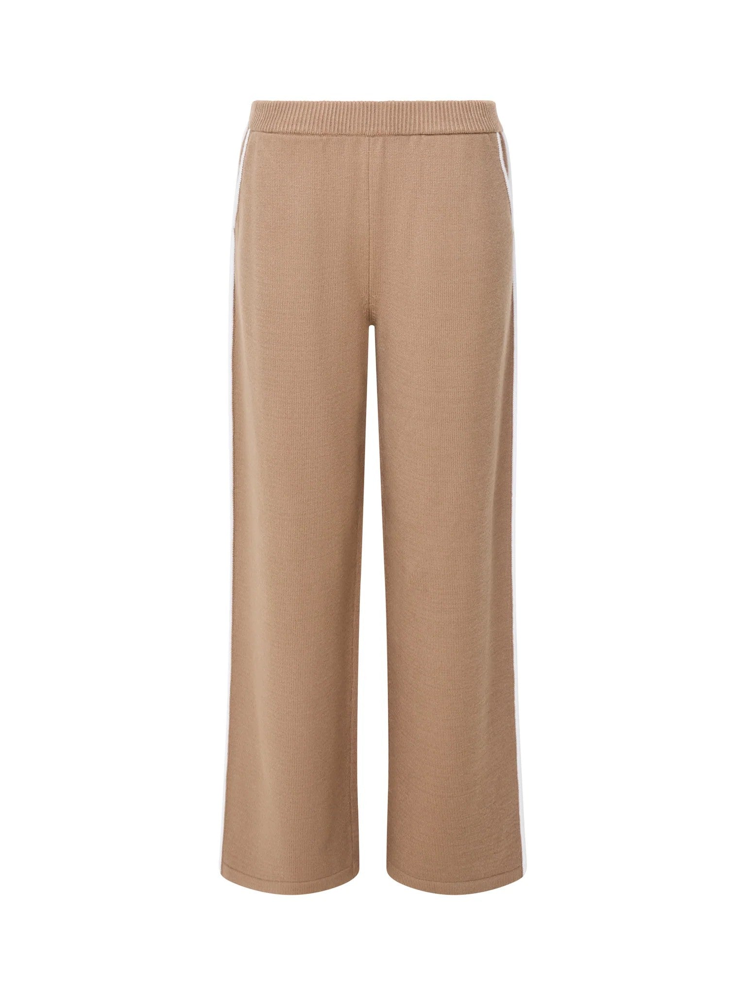 French Connection Jordan Wide Leg Trouser In Camel/Porcelain Cream