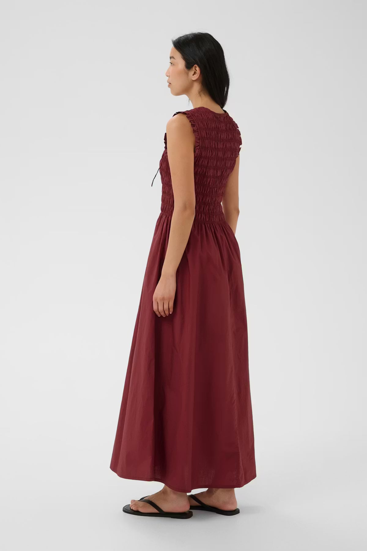 Part Two Borgnette Midi Dress In Burnt Russet