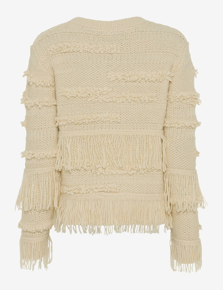 Brax Amelie Fringed Knitted Cardigan In Off White 90-6030