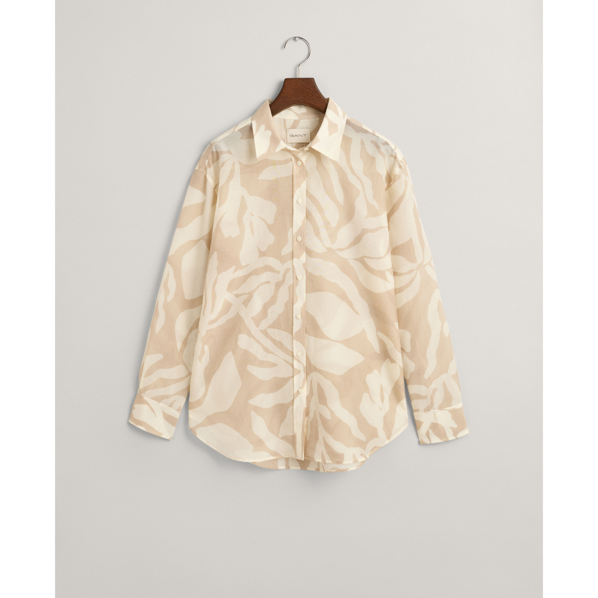 GANT Relaxed Palm Print Cotton Silk Shirt Dry Sand 4300332