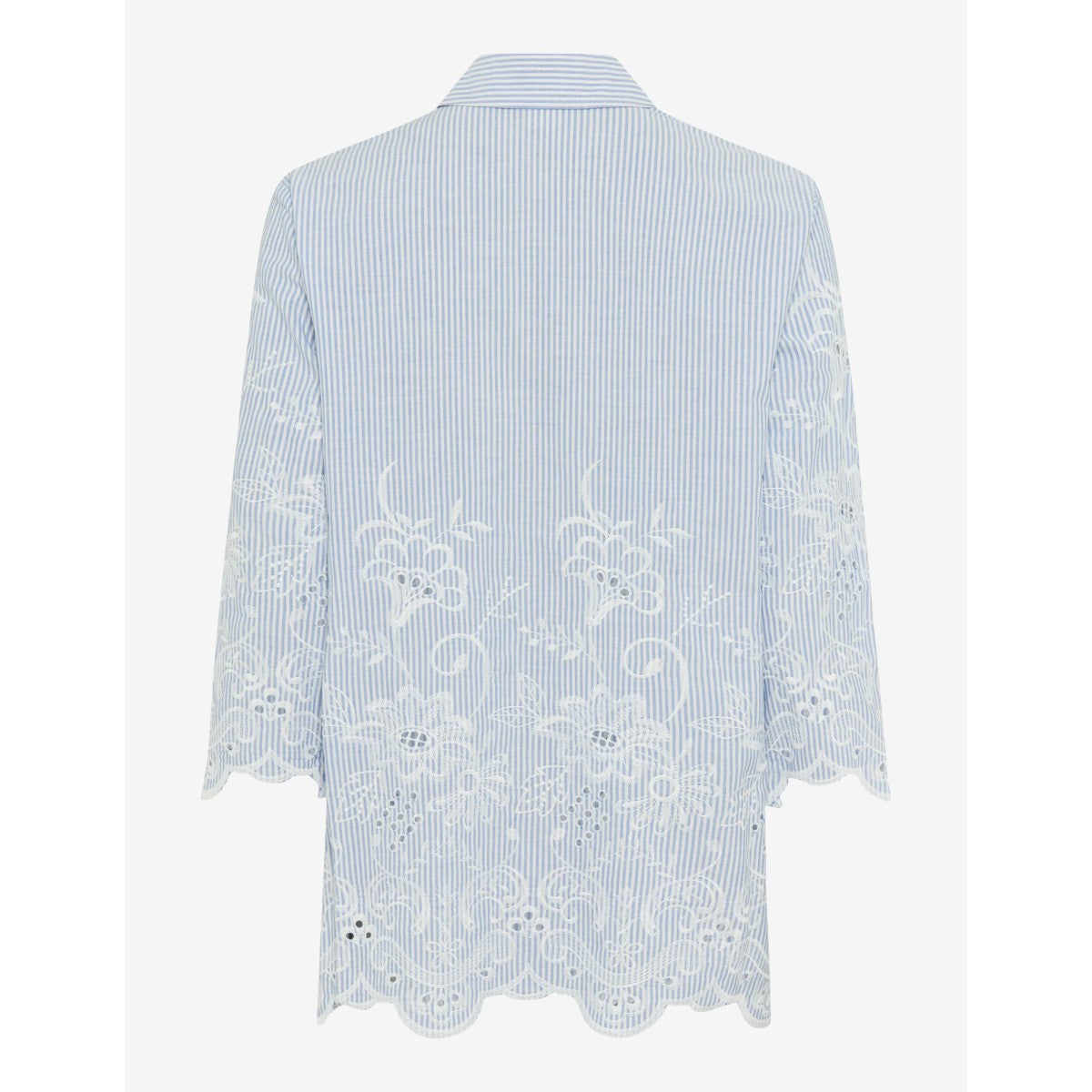 Brax Vicki Cotton Embroidered Blouse In Blue Stripe 94-0038