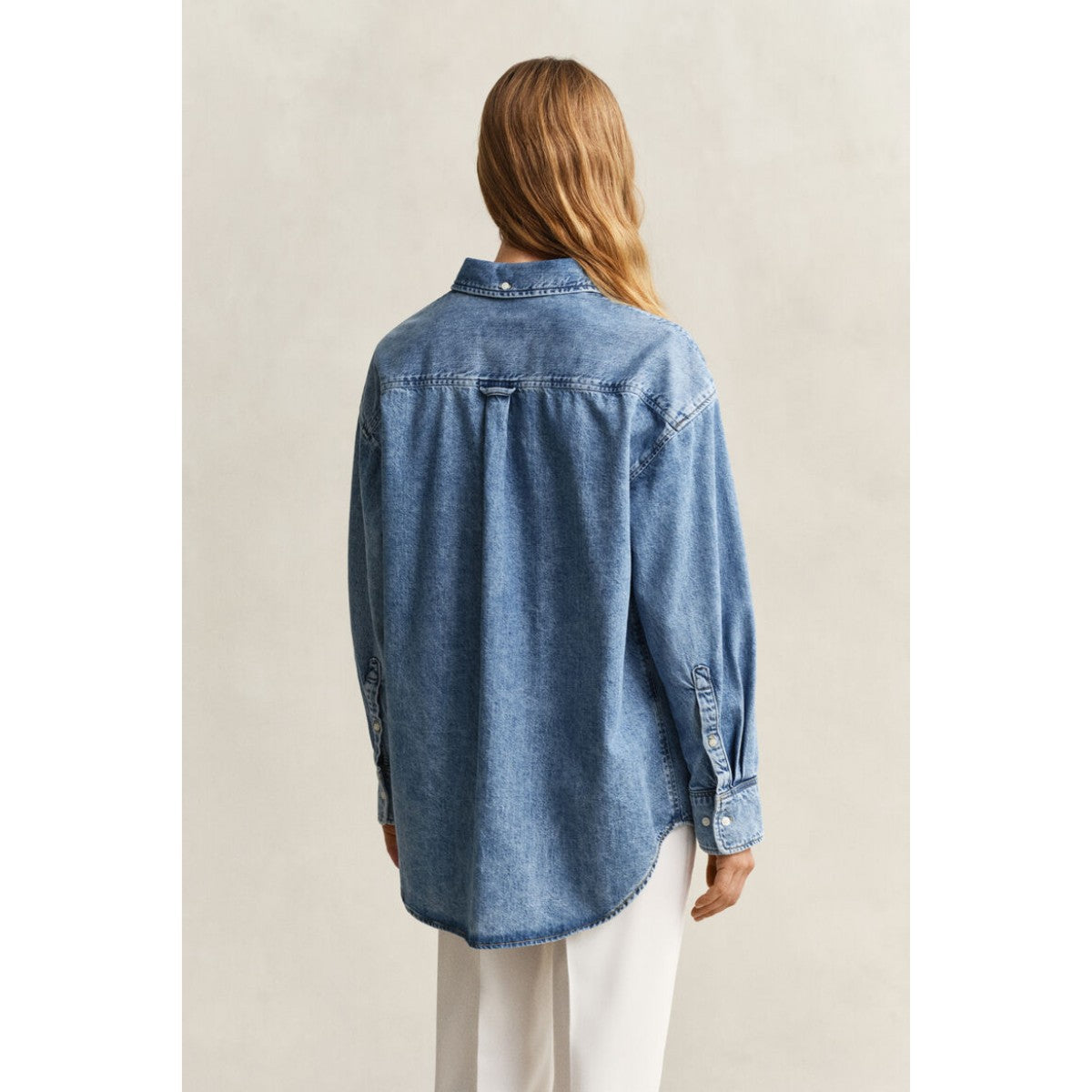 GANT Embroidered Denim Shirt In Light Blue