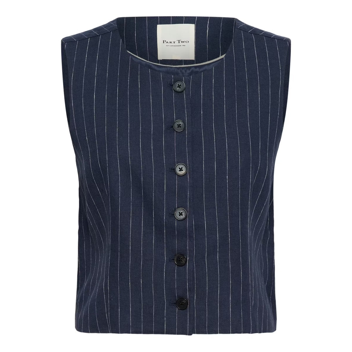 Part Two Azania Waistcoat In Blue Nights Pinstripe