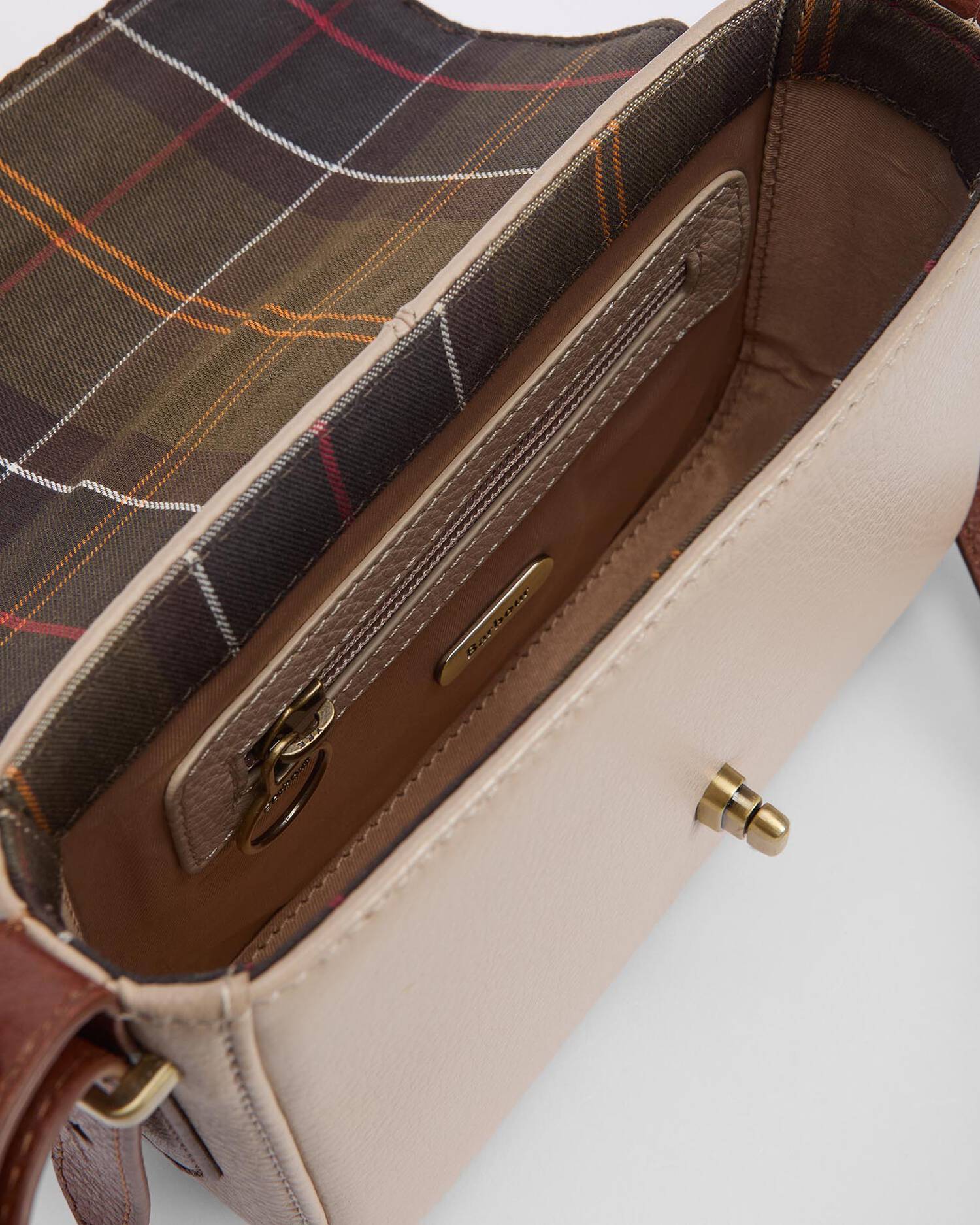 Barbour Mini Rosa Leather Crossbody Bag In Pebbled Pink/Brown