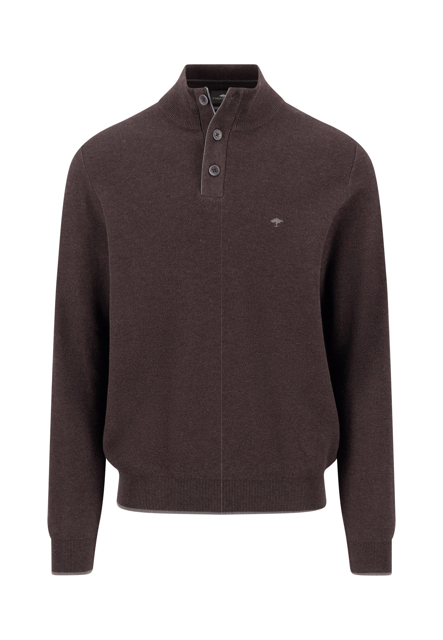 Fynch-Hatton Cotton Half Zip Sweater in Soil 1614-219