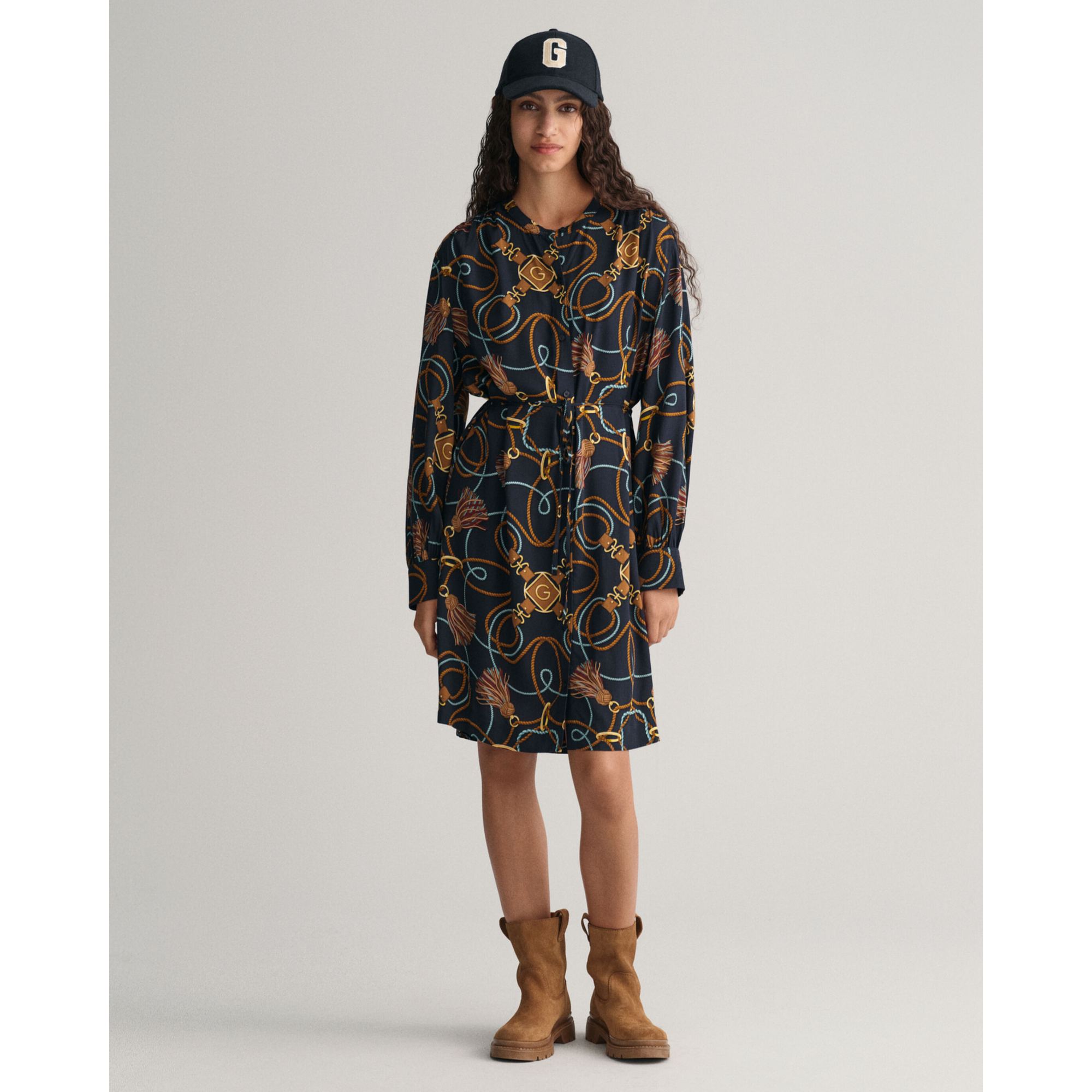 GANT Rope Print Shirt Dress 3257 Evening Blue
