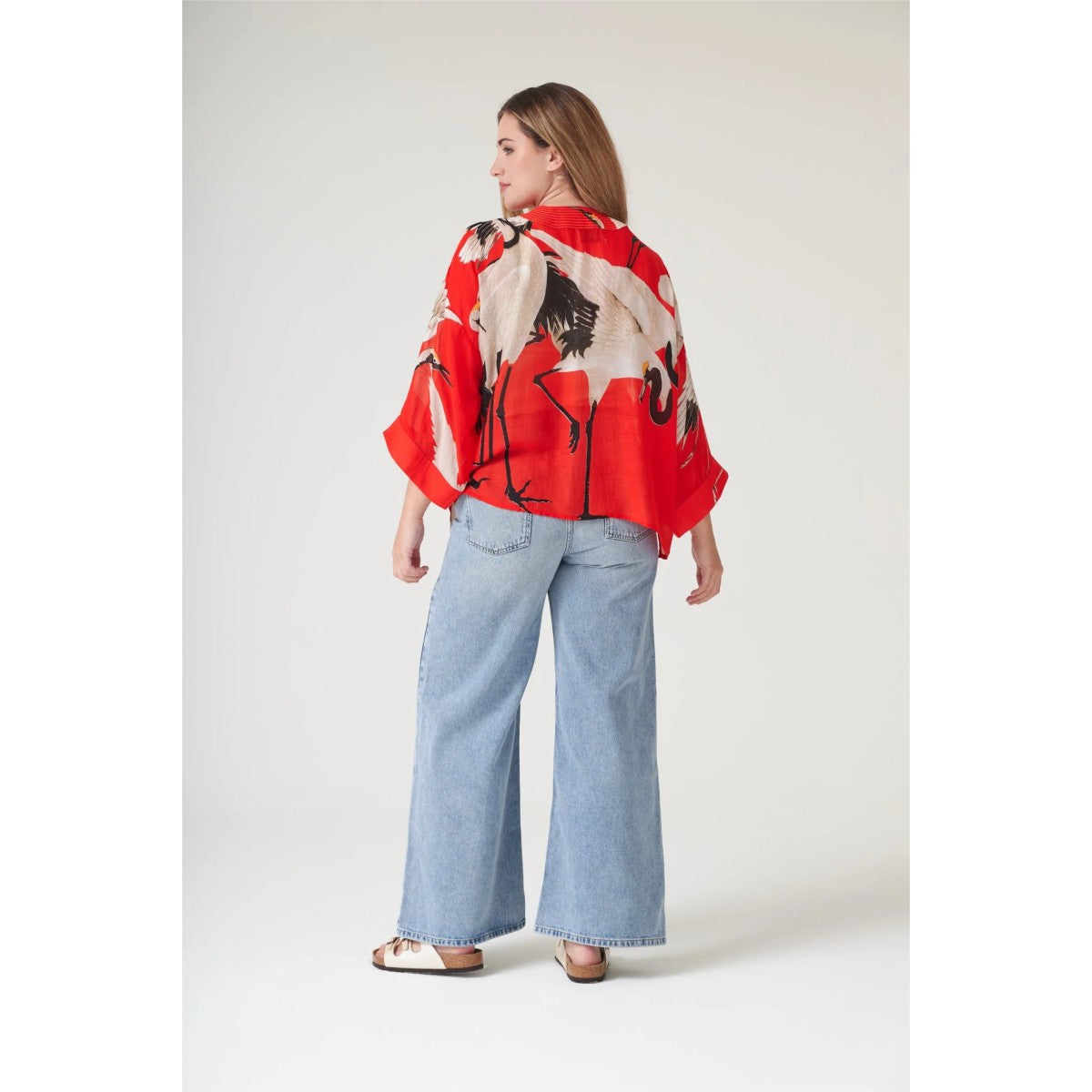 One Hundred Stars Stork Scarlet Kimono