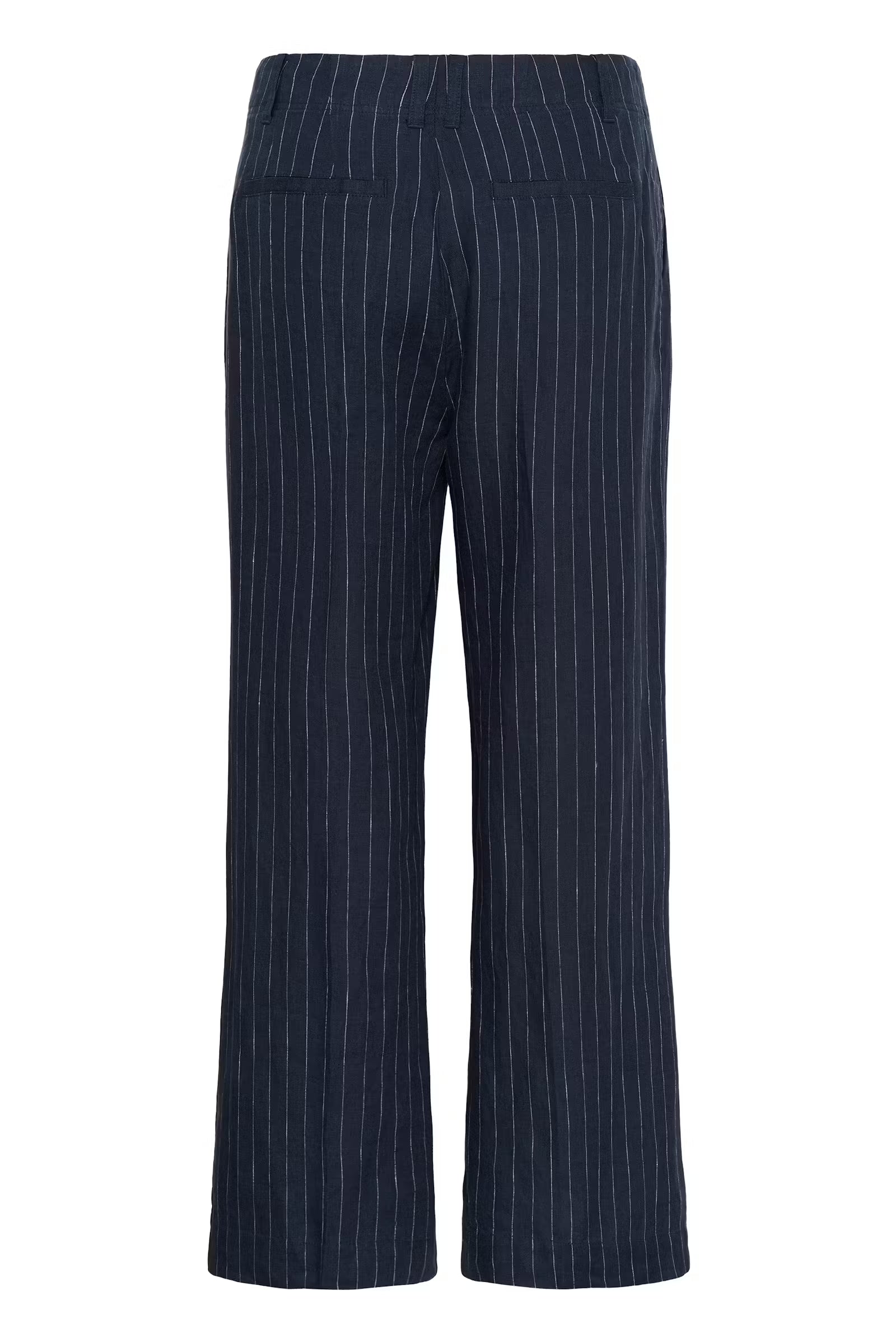 Part Two Aliya Linen Trousers In Blue Nights Pinstripe