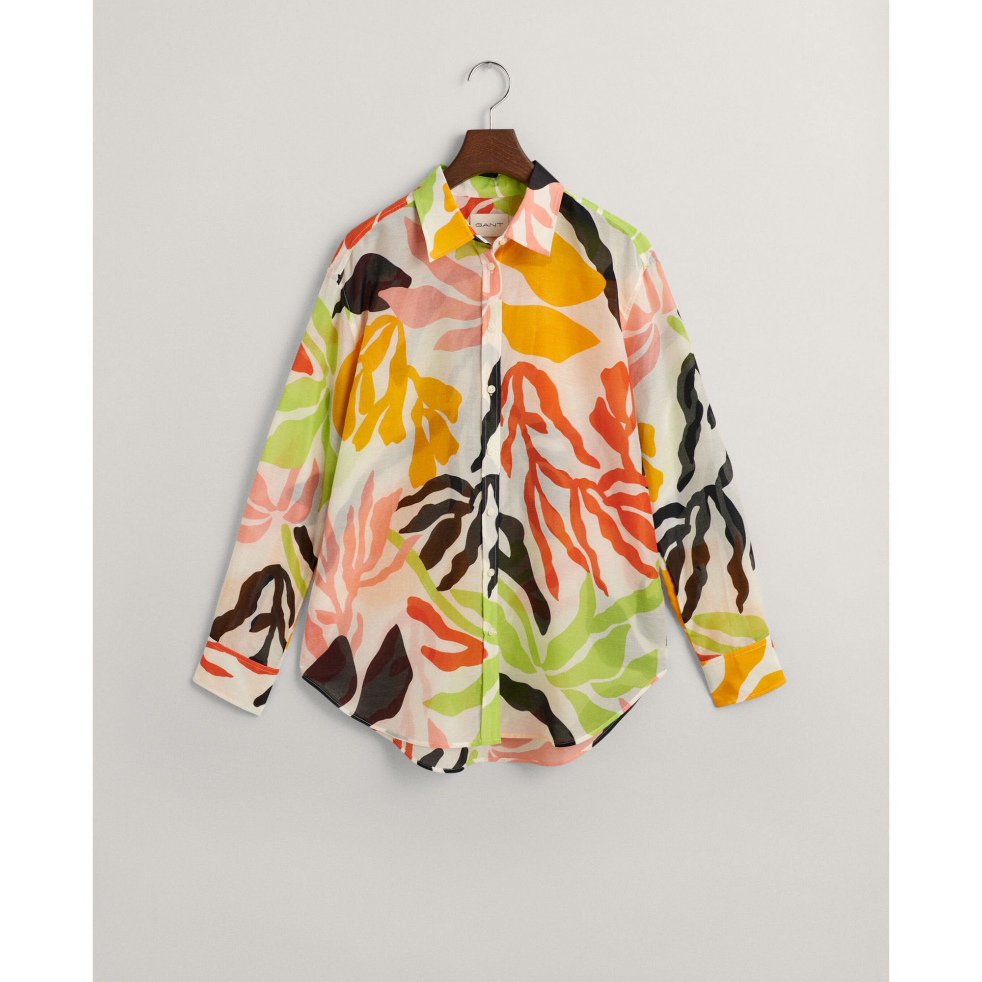 GANT Relaxed Palm Print Cotton Silk Shirt Medal Yellow 4300332