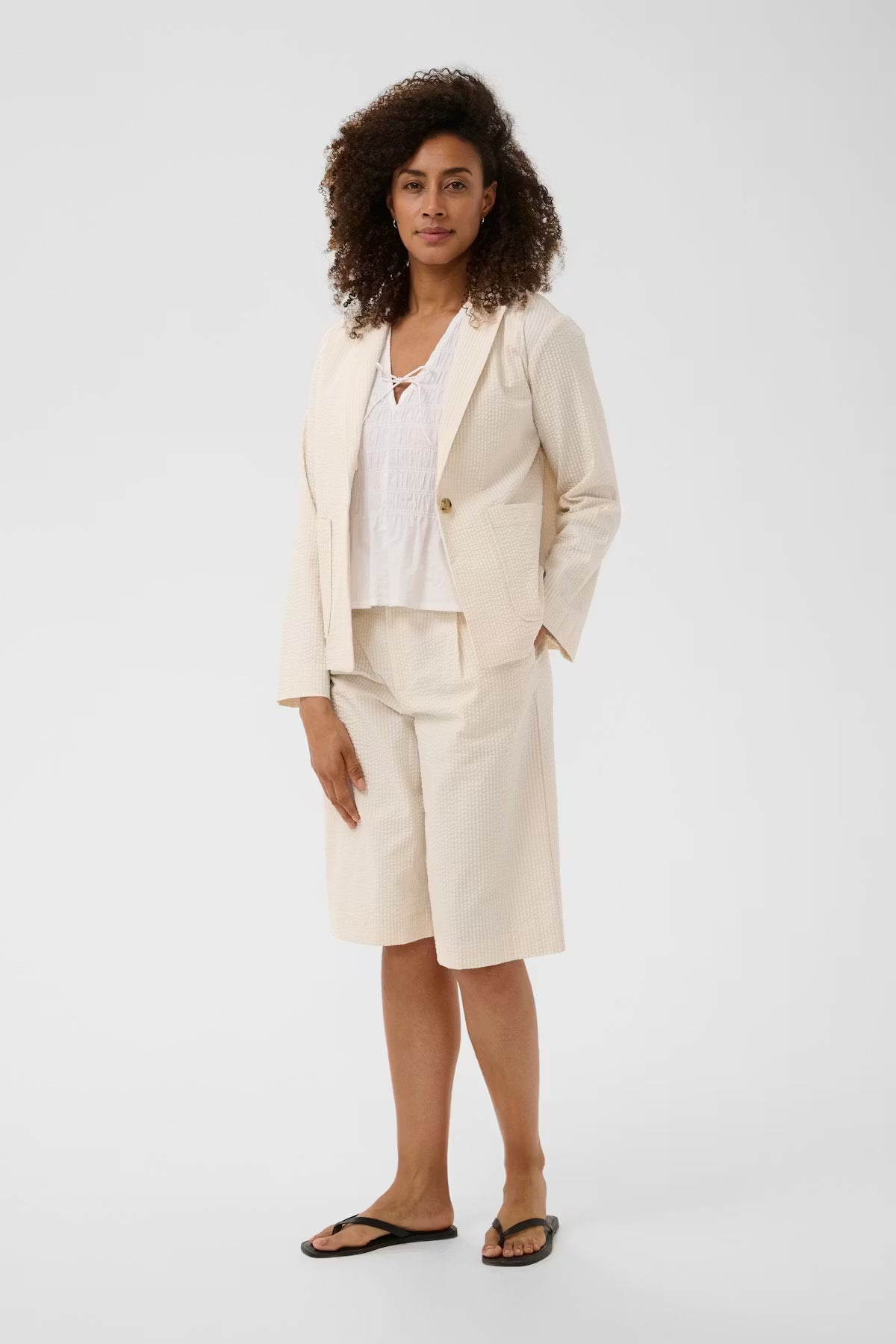 Part Two Brigitt Bermuda Shorts In Whisper White Stripe