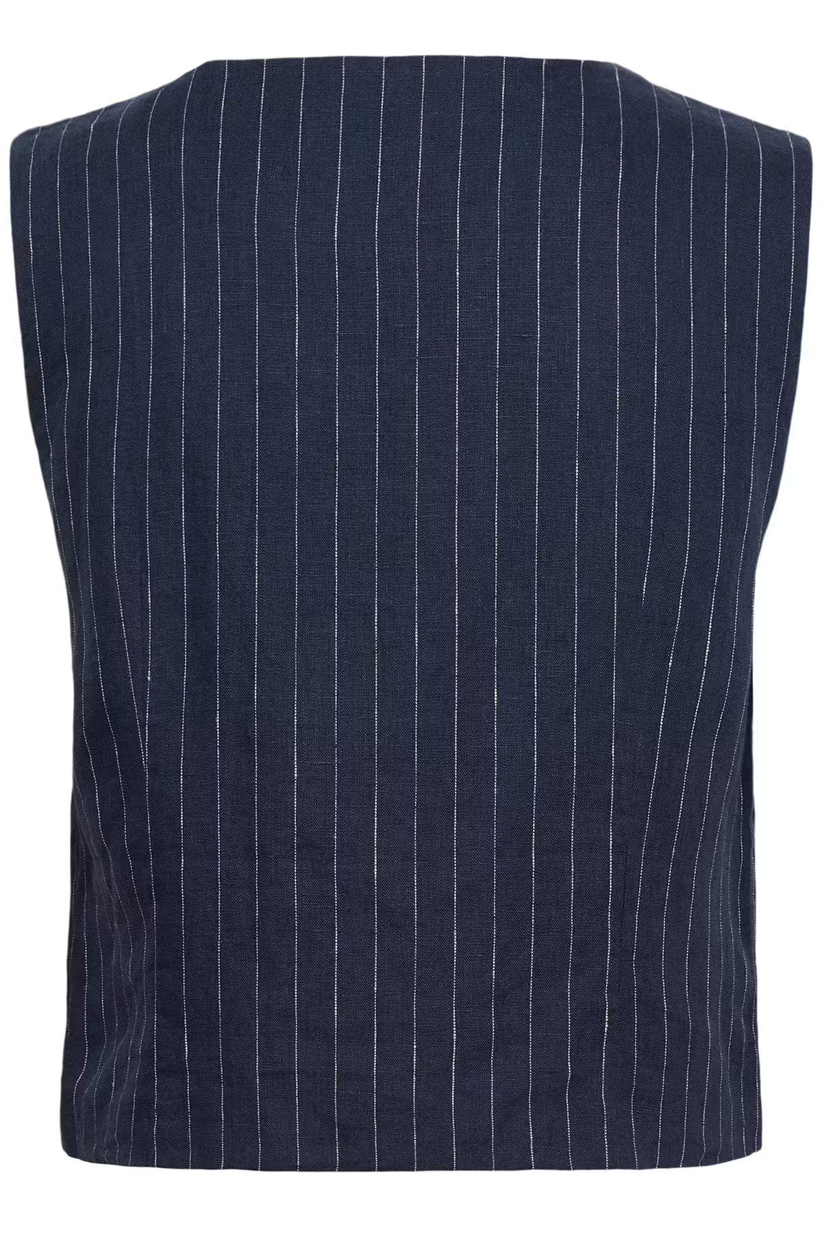 Part Two Azania Linen Waistcoat In Blue Nights Pinstripe