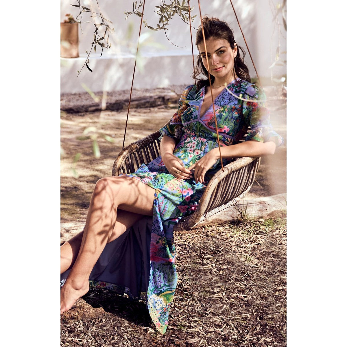 Hope &amp; Ivy The Hazel Frill Sleeve Maxi Dress In Blue