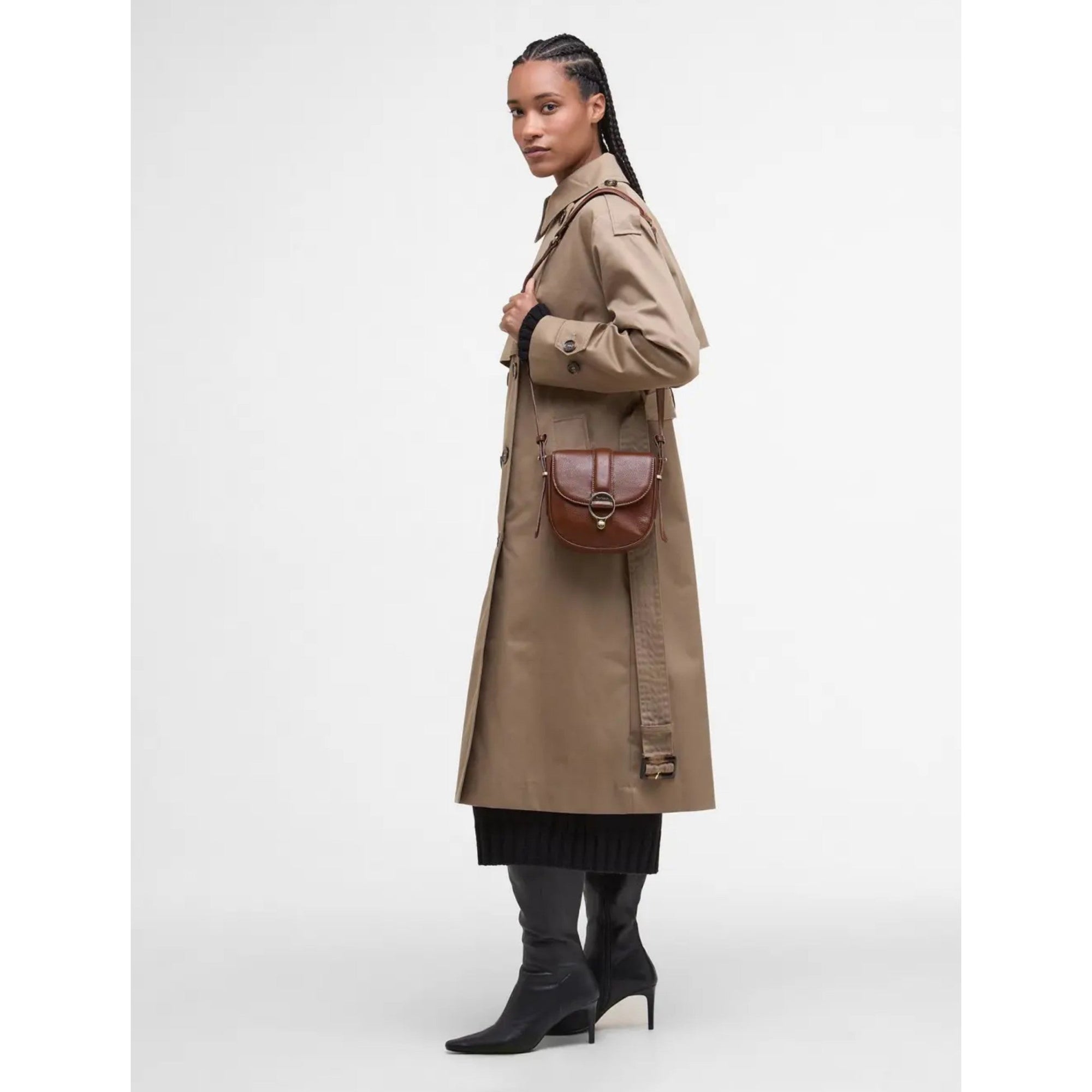 Barbour Elm Leather Crossbody Saddle Bag - Brown