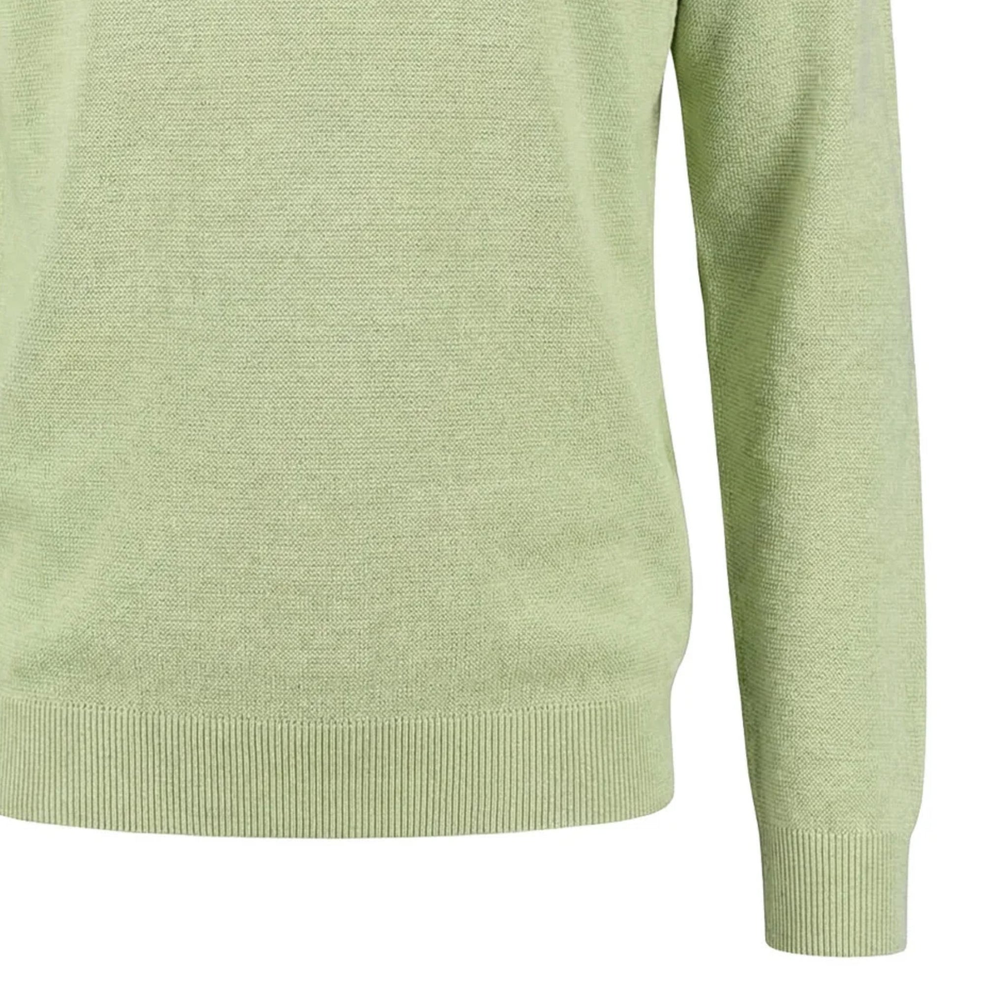 Close-up of a light green sweater on a white background
