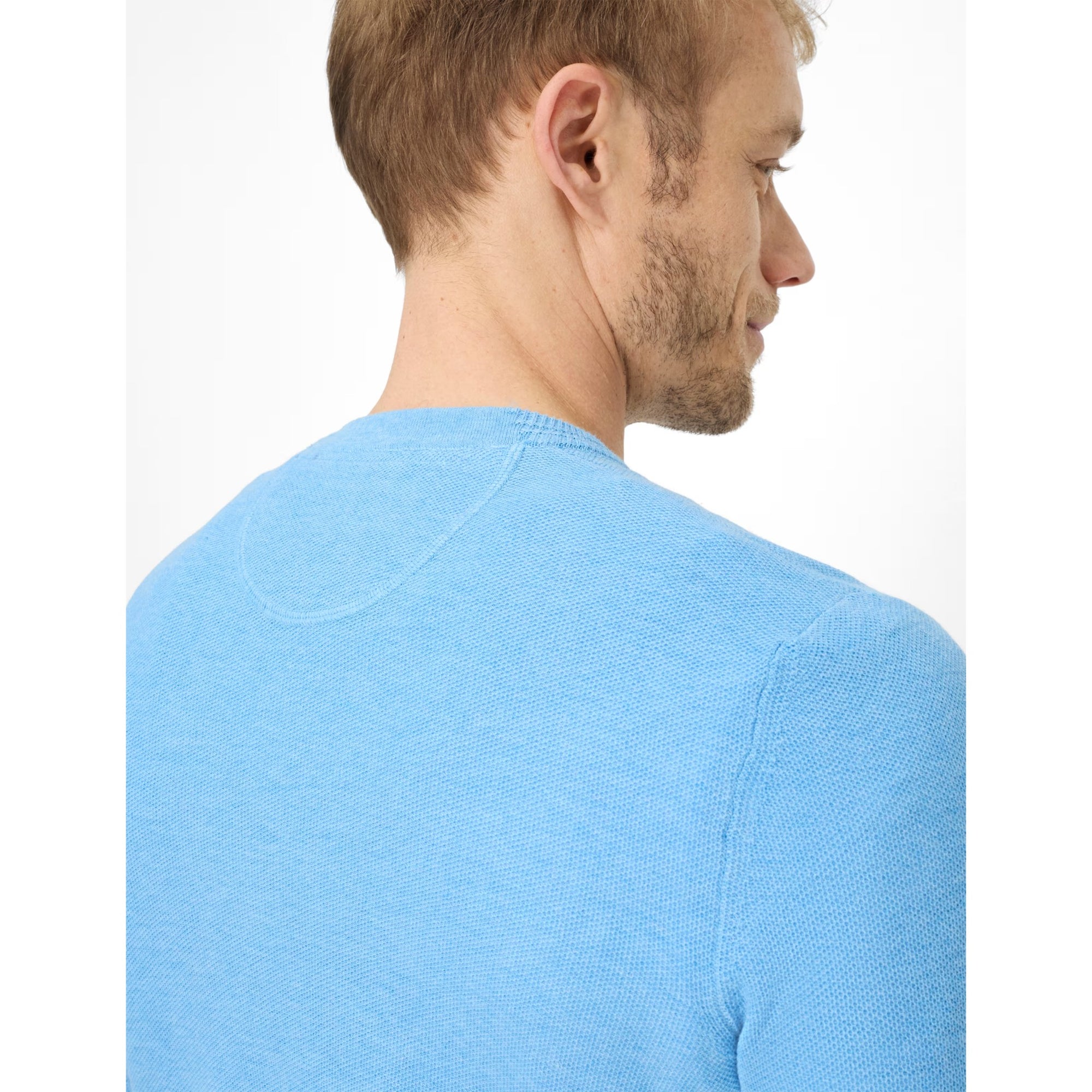 Brax Textured Cotton Crew in Pool 70-0500