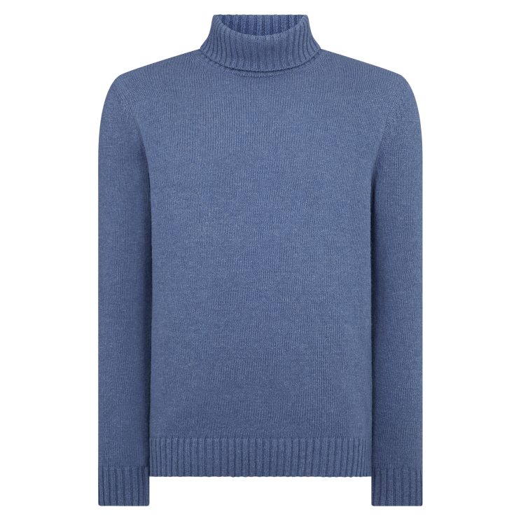 Remus Uomo Roll Neck Jumper Wool Mix Air Force Blue