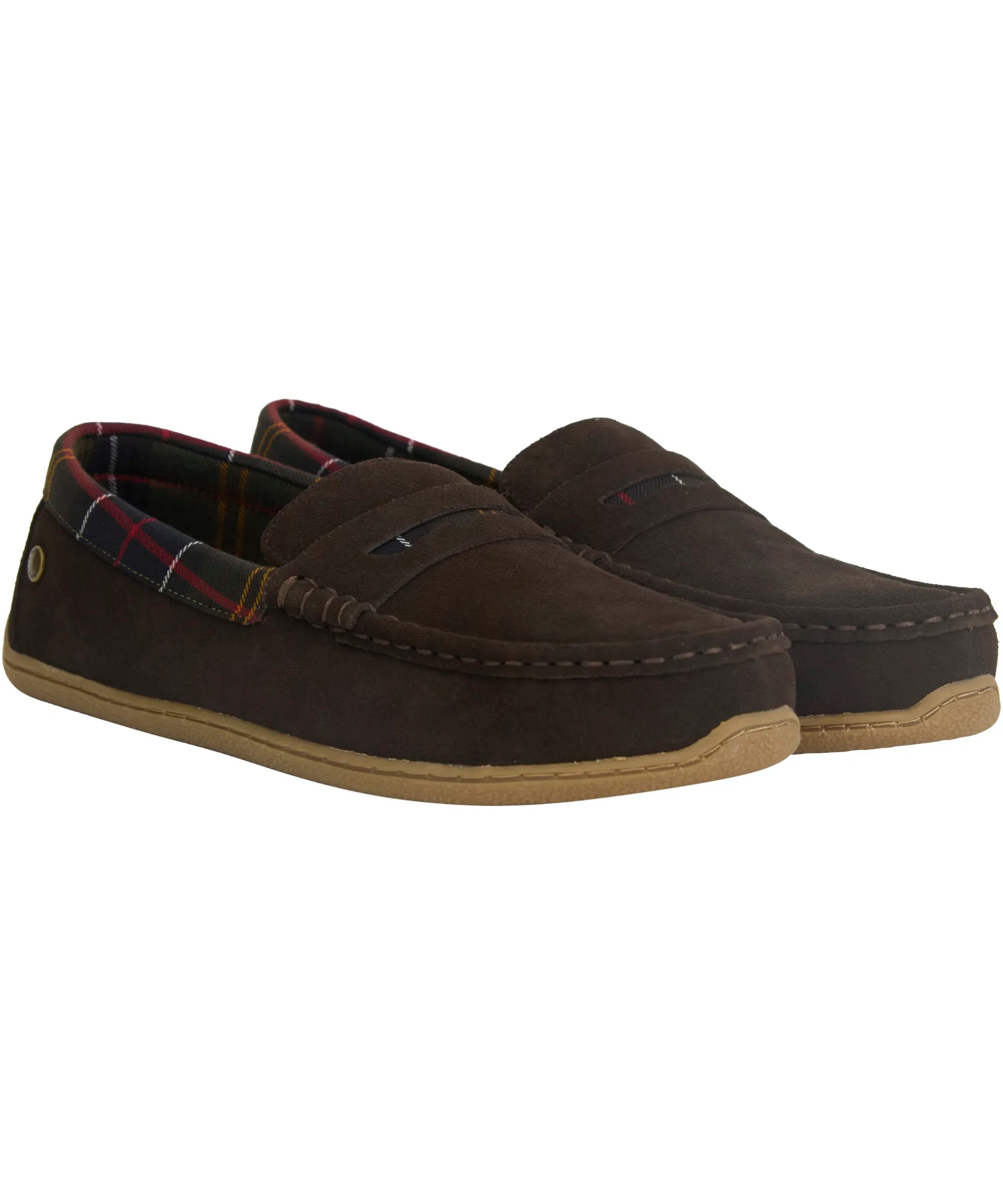 Barbour brown suede full back slipper