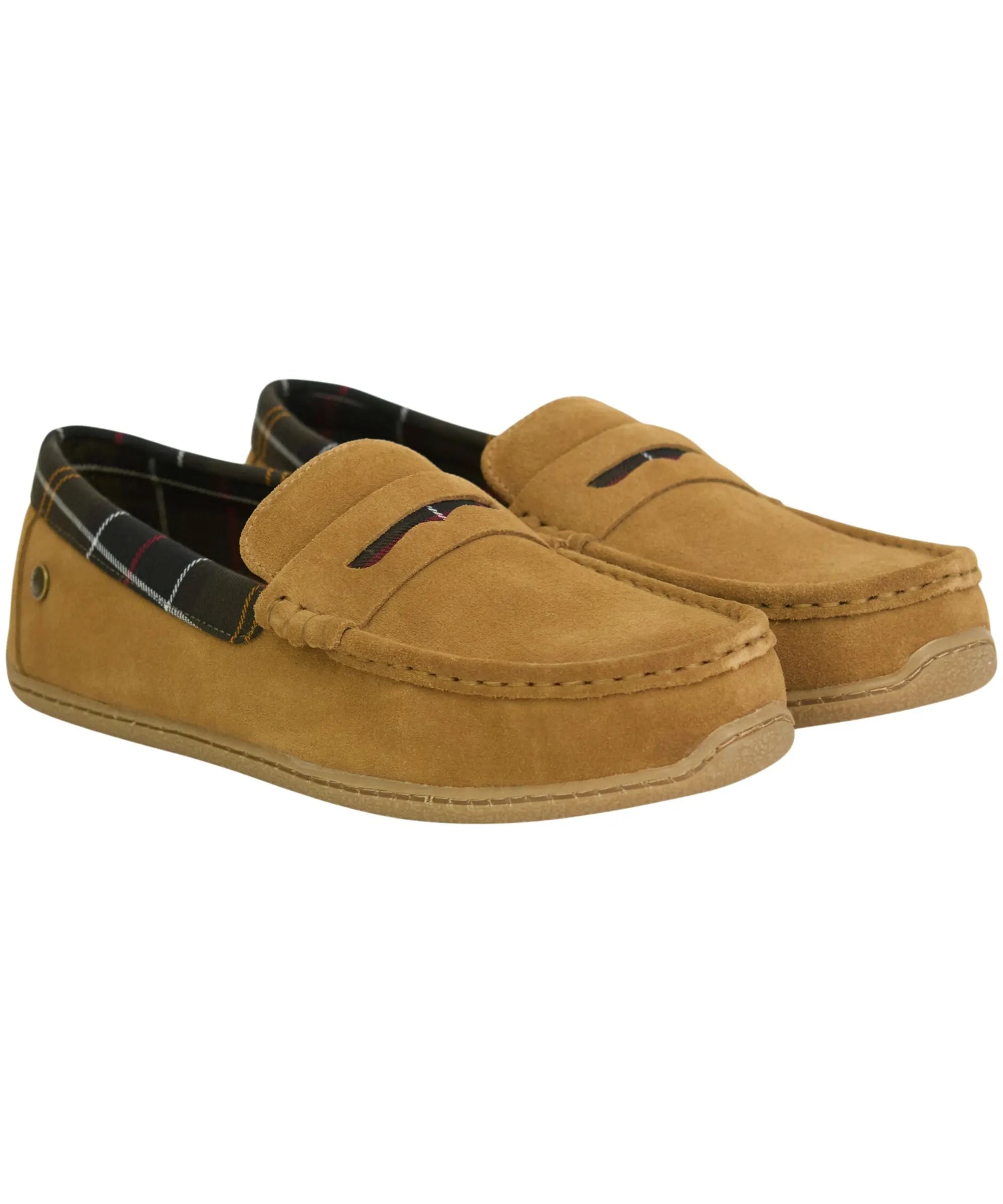 Barbour camel suede full back slipper