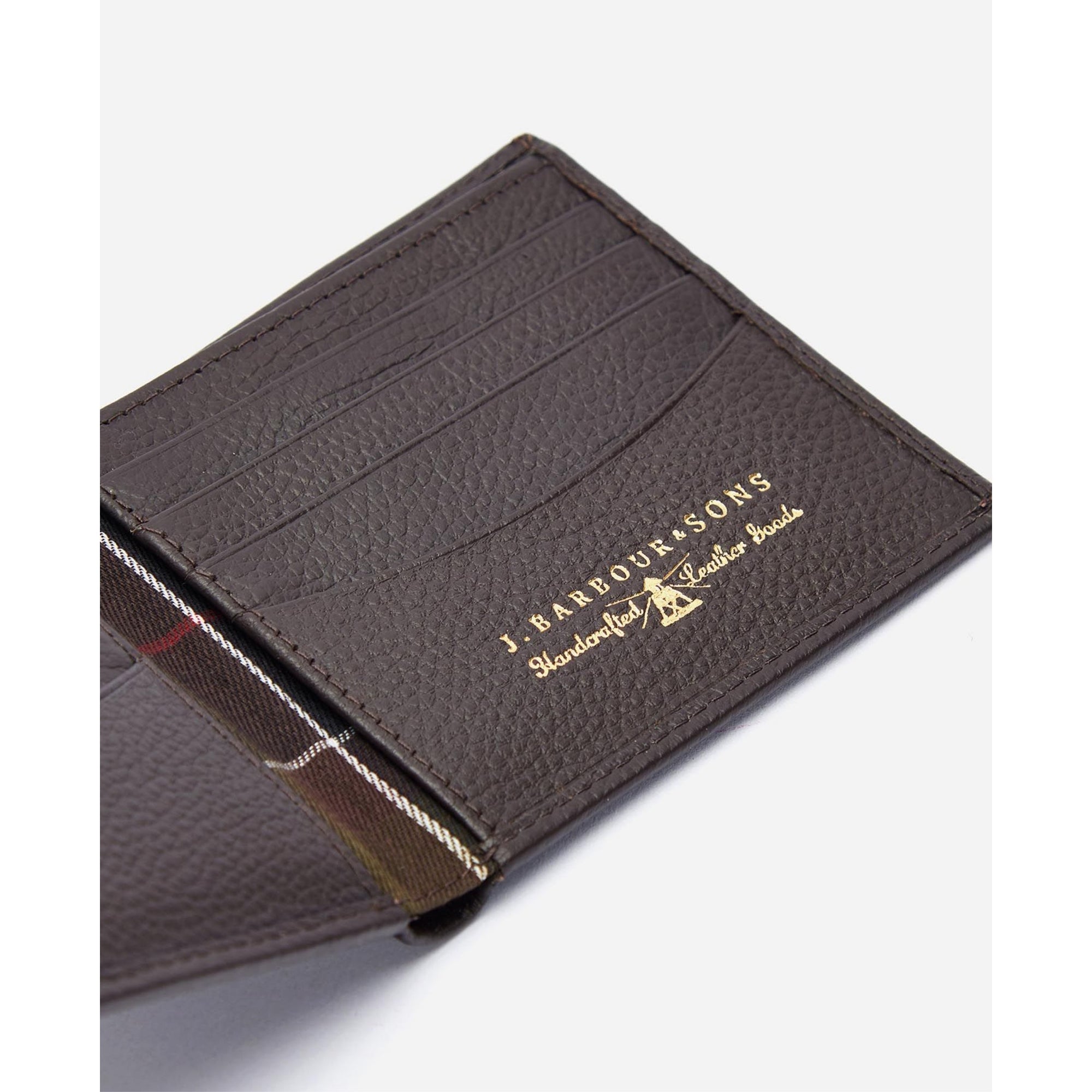 Barbour Amble Leather Billfold Wallet Dark Brown