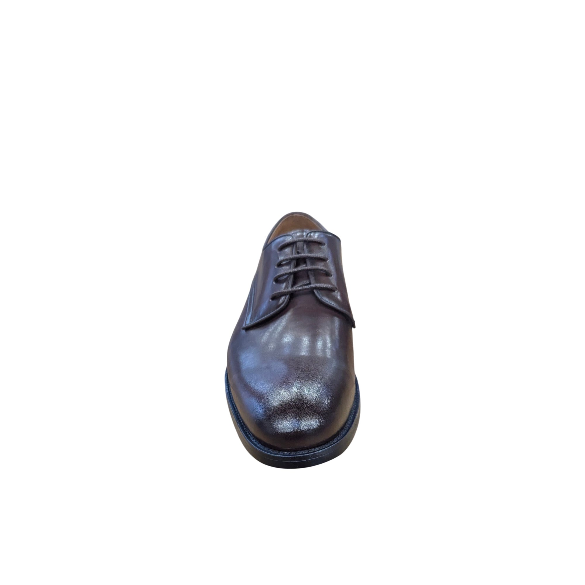 Brown leather shoe on a white background