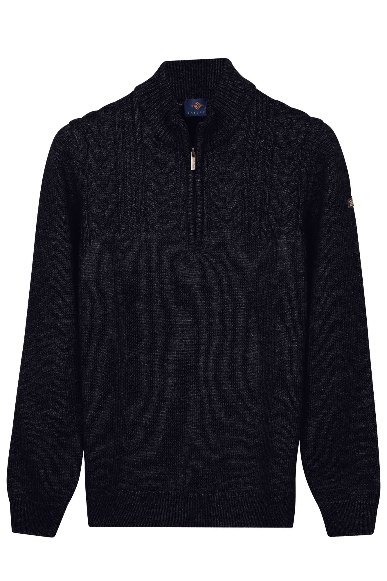Baileys Half-Zip Cable Knit Pullover in Navy