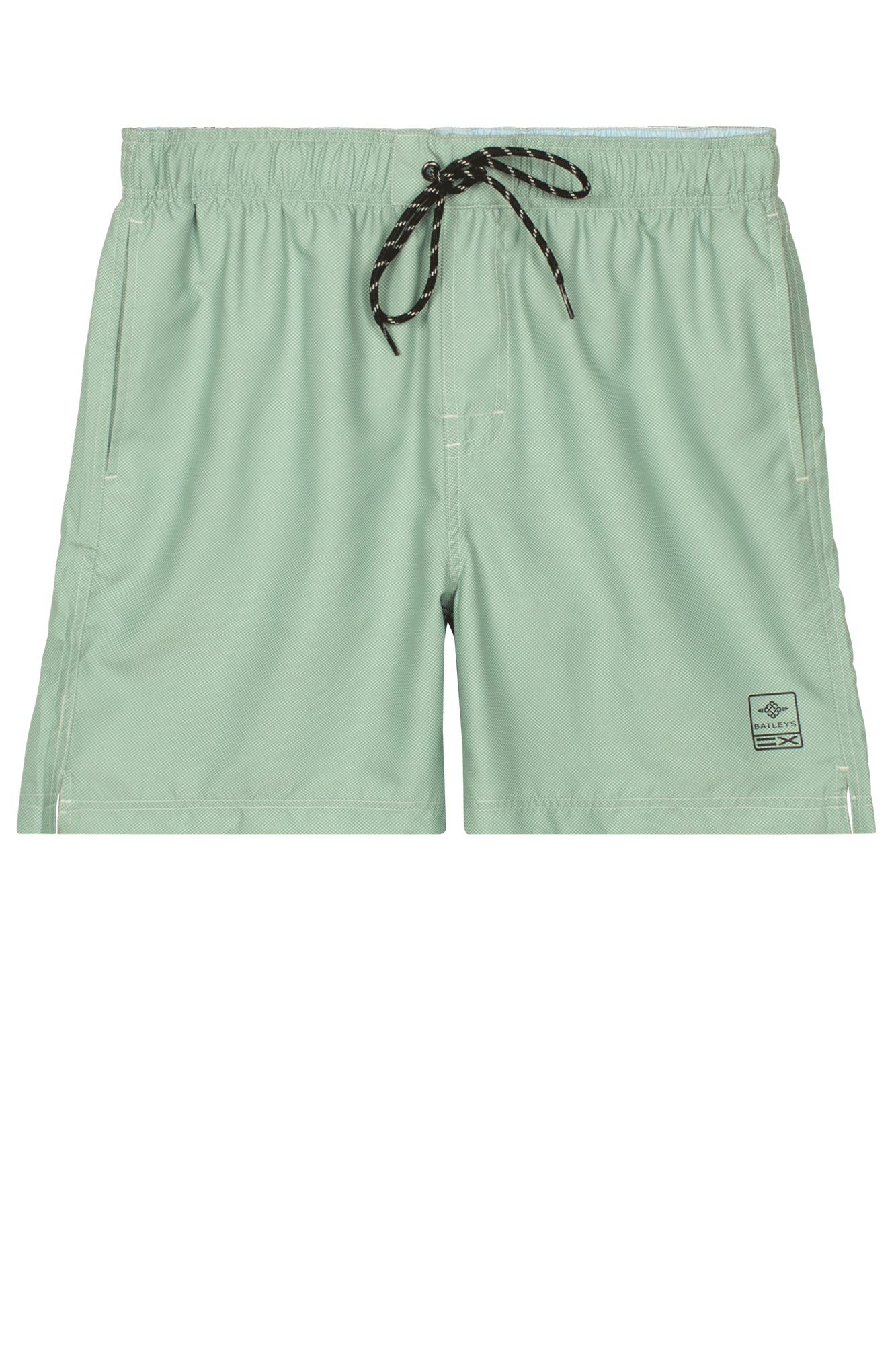 Light green shorts with a small logo on a white background