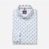 White shirt with blue pattern on a white background