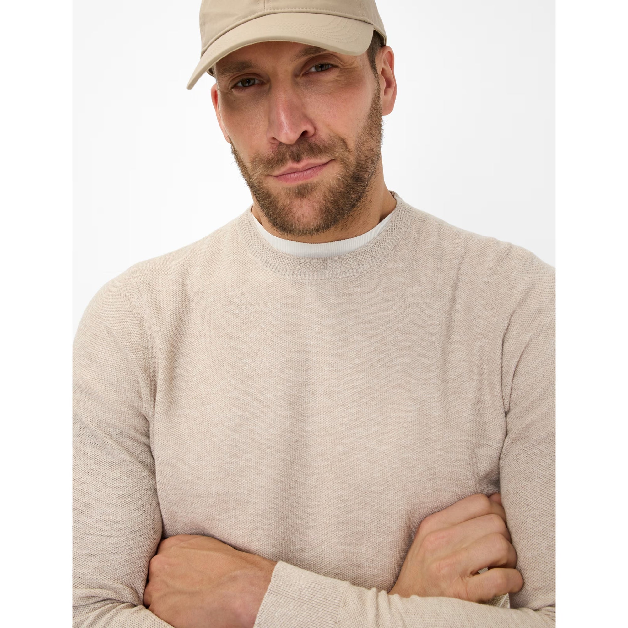 Brax Cotton Linen Crew Neck Jumper Rick 26-4108 Beach