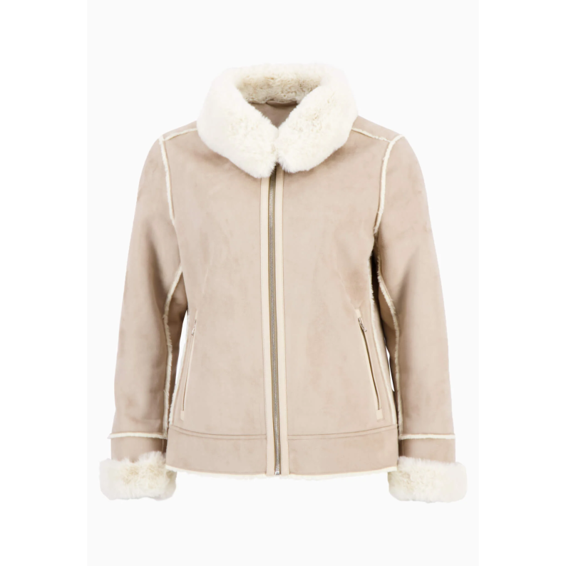 Fynch-Hatton Ladies Nature Biker Jacket Suede and Imitation Fur 23105002